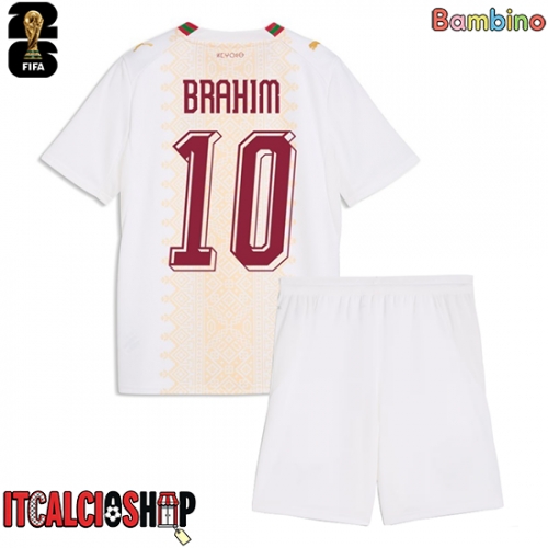 Marocco Brahim Diaz #10 Seconda Maglia Bambino Mondiali 2026 Manica Corta (+ Pantaloni corti)